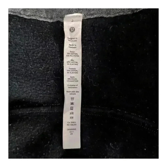Lululemon Scuba Hoodie Light Cotton Fleece Heathered Speckled Black Women's 2 - Picture 5 of 6